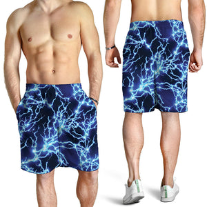 Blue Electric Lightning Print Men's Shorts