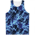 Blue Electric Lightning Print Men's Tank Top