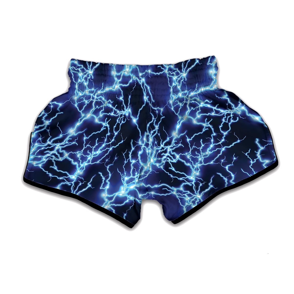 Blue Electric Lightning Print Muay Thai Boxing Shorts