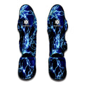 Blue Electric Lightning Print Muay Thai Shin Guards