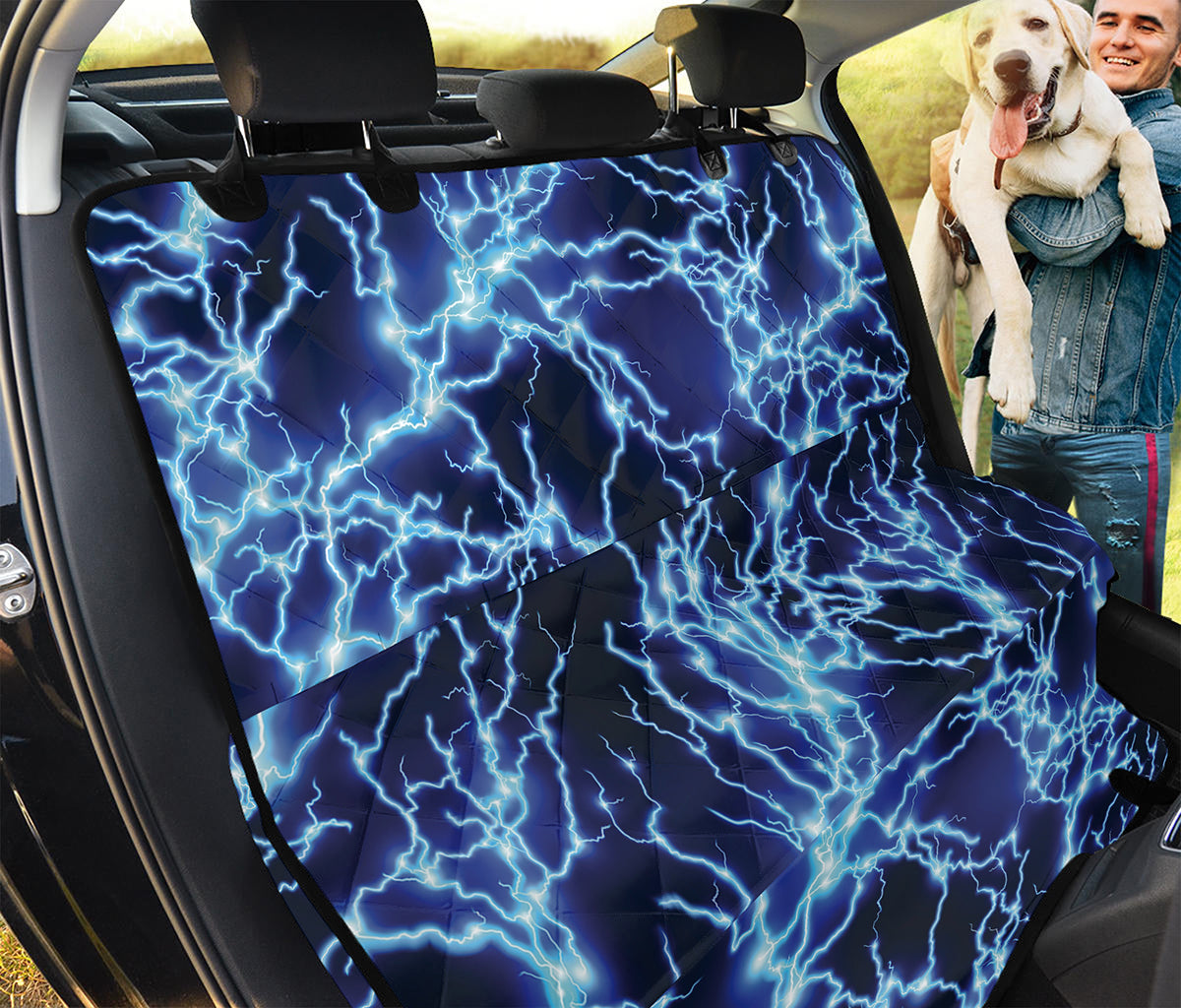 Blue Electric Lightning Print Pet Car Back Seat Cover