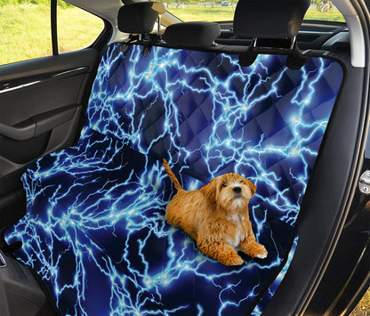 Blue Electric Lightning Print Pet Car Back Seat Cover