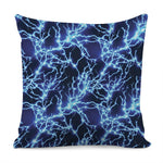 Blue Electric Lightning Print Pillow Cover