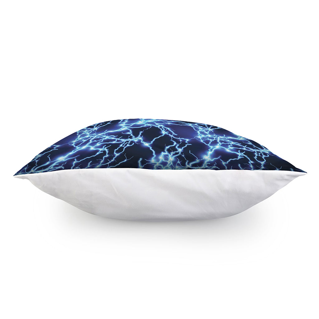 Blue Electric Lightning Print Pillow Cover