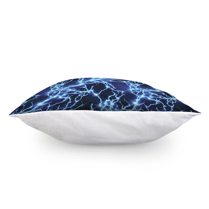Blue Electric Lightning Print Pillow Cover