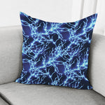 Blue Electric Lightning Print Pillow Cover
