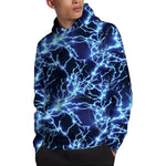 Blue Electric Lightning Print Pullover Hoodie