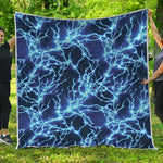 Blue Electric Lightning Print Quilt
