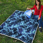 Blue Electric Lightning Print Quilt