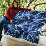 Blue Electric Lightning Print Quilt