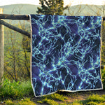 Blue Electric Lightning Print Quilt