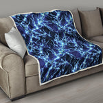 Blue Electric Lightning Print Quilt