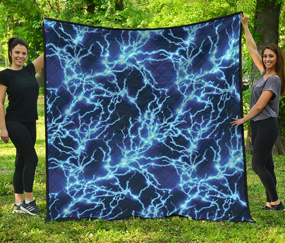 Blue Electric Lightning Print Quilt