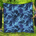 Blue Electric Lightning Print Quilt