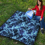 Blue Electric Lightning Print Quilt