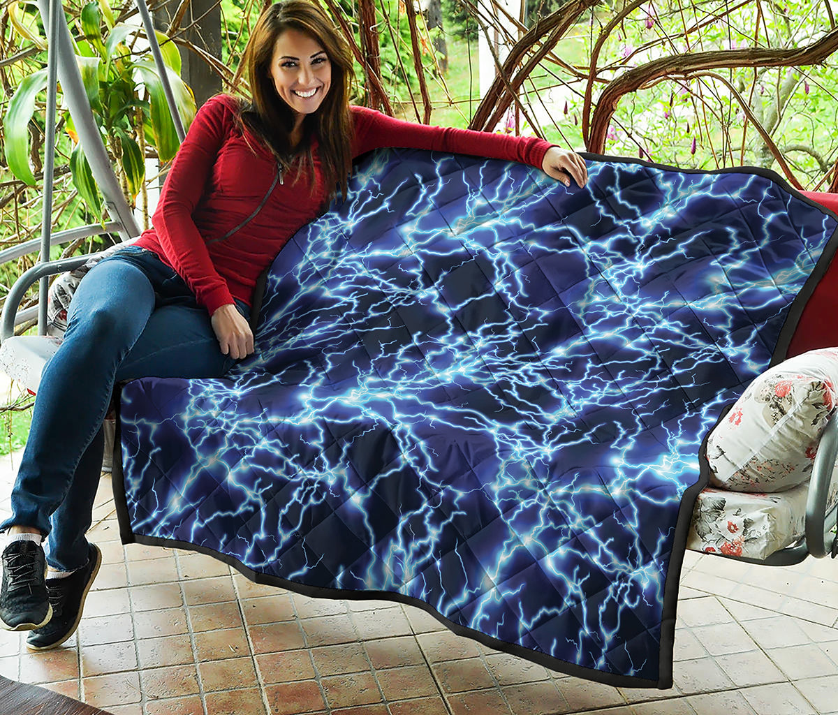 Blue Electric Lightning Print Quilt