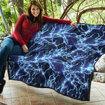 Blue Electric Lightning Print Quilt