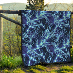 Blue Electric Lightning Print Quilt