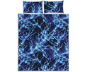 Blue Electric Lightning Print Quilt Bed Set