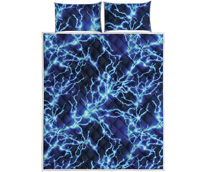 Blue Electric Lightning Print Quilt Bed Set