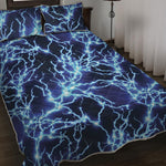 Blue Electric Lightning Print Quilt Bed Set