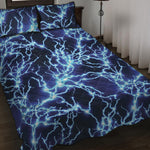 Blue Electric Lightning Print Quilt Bed Set