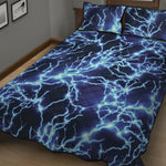 Blue Electric Lightning Print Quilt Bed Set