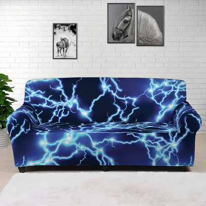 Blue Electric Lightning Print Sofa Cover