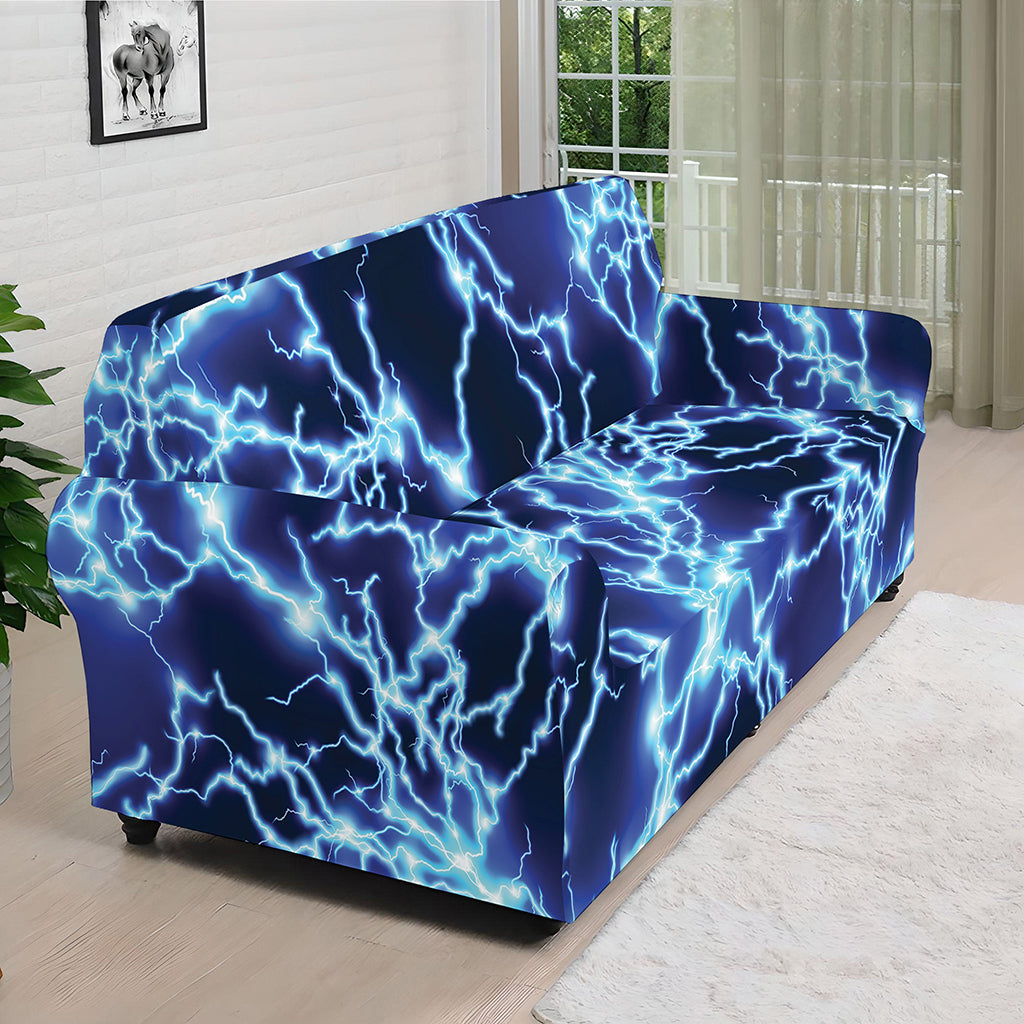 Blue Electric Lightning Print Sofa Cover