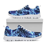 Blue Electric Lightning Print White Sneakers