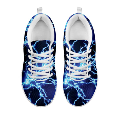 Blue Electric Lightning Print White Sneakers