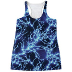 Blue Electric Lightning Print Women's Racerback Tank Top