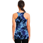 Blue Electric Lightning Print Women's Racerback Tank Top