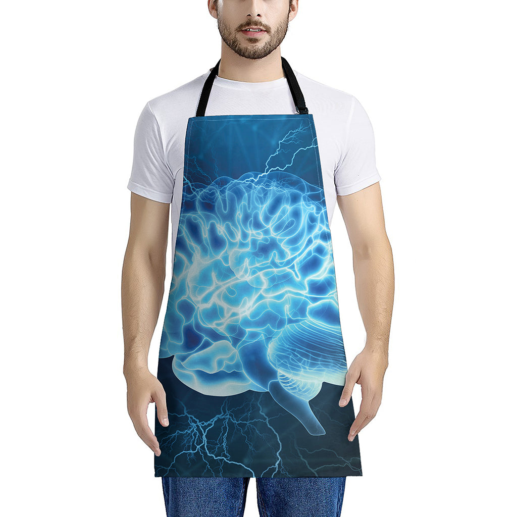 Blue Electrical Brain Activity Print Apron