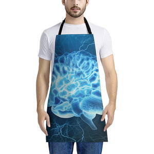 Blue Electrical Brain Activity Print Apron