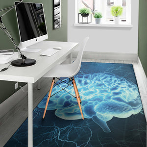 Blue Electrical Brain Activity Print Area Rug