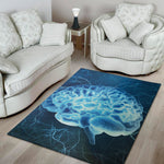 Blue Electrical Brain Activity Print Area Rug