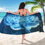Blue Electrical Brain Activity Print Beach Sarong Wrap