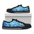 Blue Electrical Brain Activity Print Black Low Top Sneakers