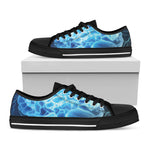 Blue Electrical Brain Activity Print Black Low Top Shoes 
