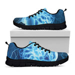 Blue Electrical Brain Activity Print Black Sneakers