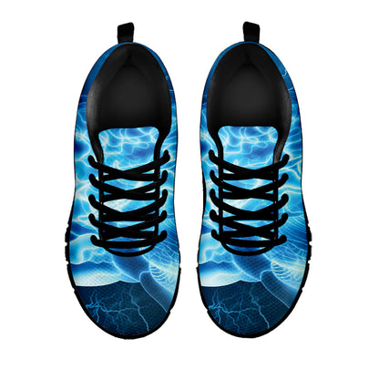 Blue Electrical Brain Activity Print Black Sneakers