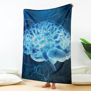 Blue Electrical Brain Activity Print Blanket