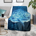 Blue Electrical Brain Activity Print Blanket