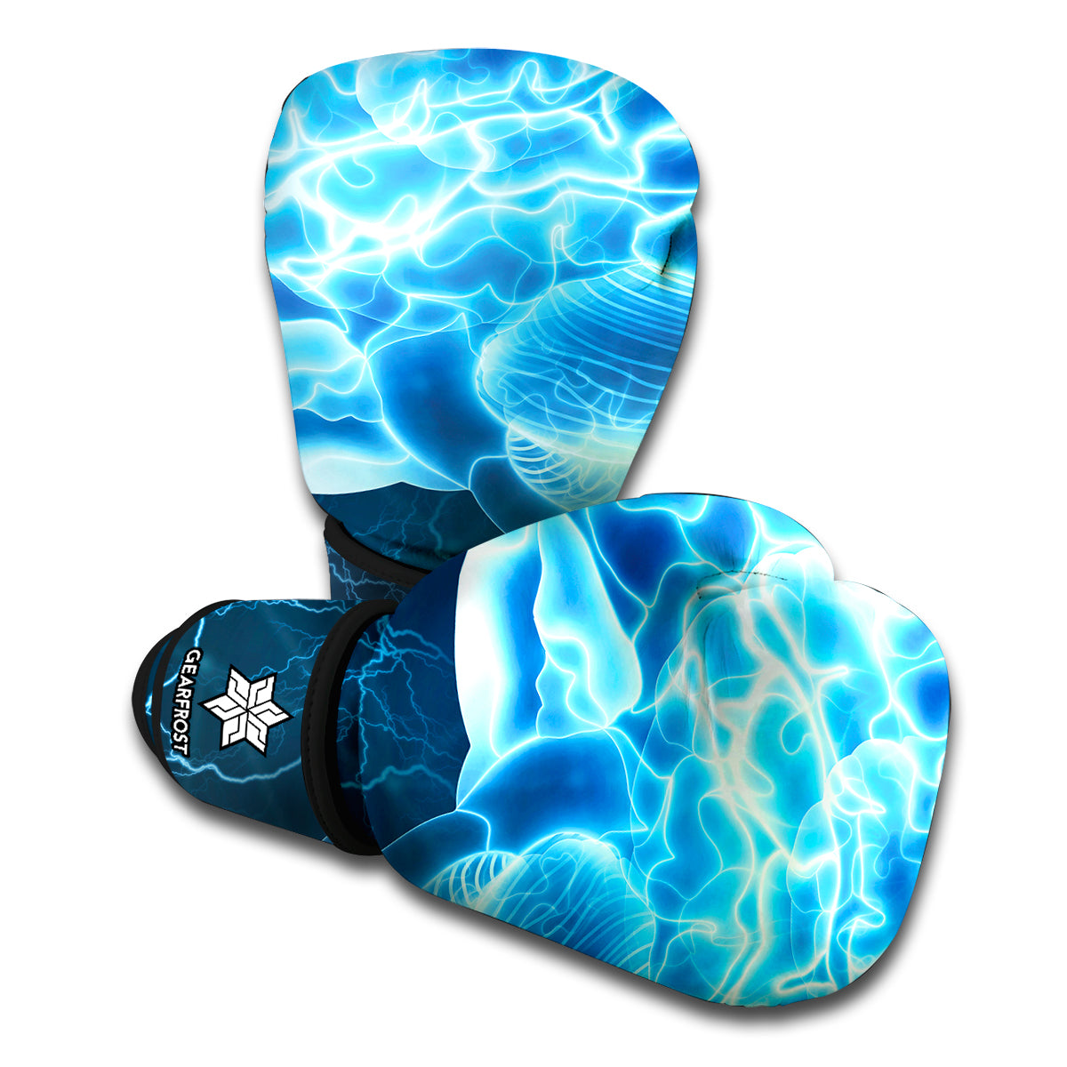 Blue Electrical Brain Activity Print Boxing Gloves