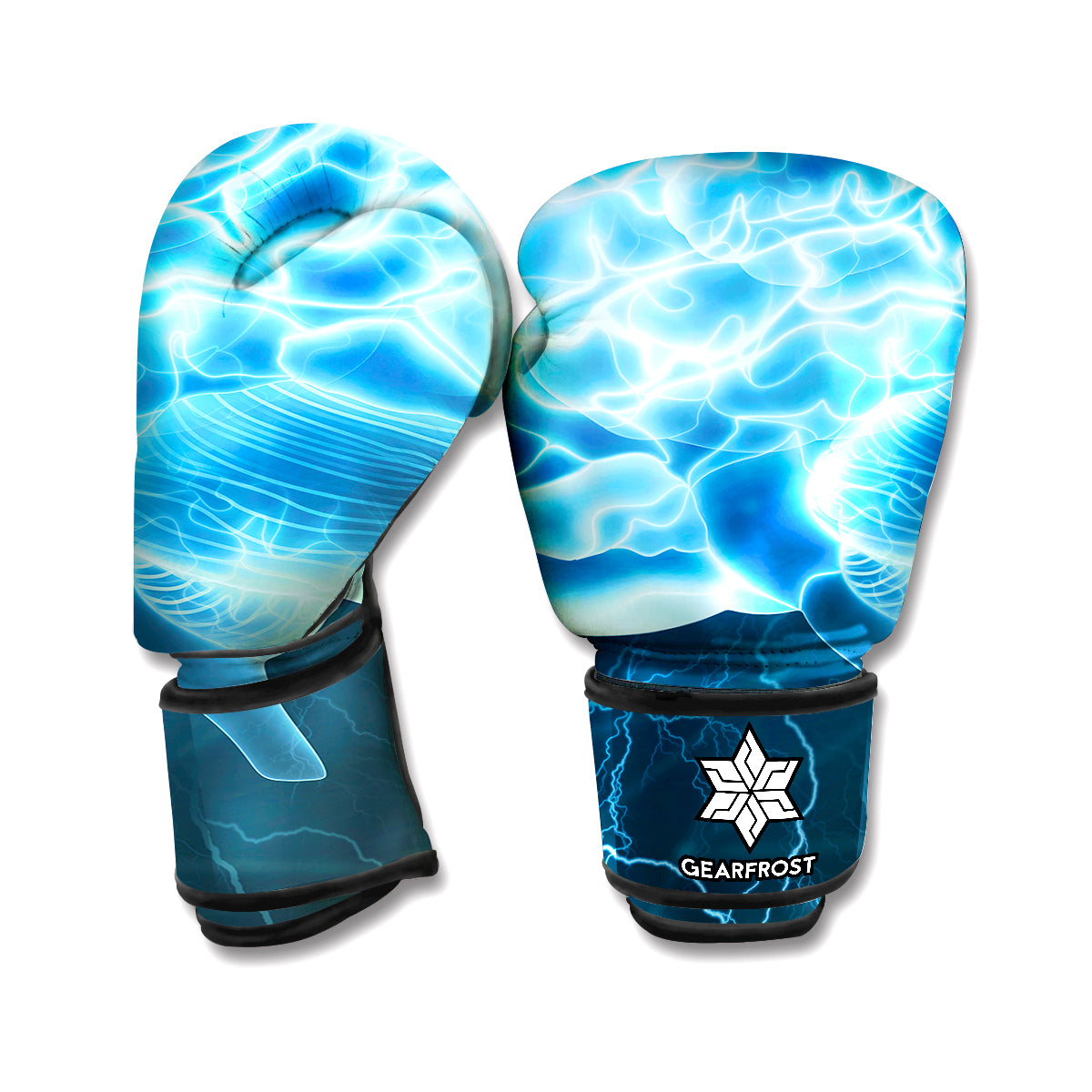 Blue Electrical Brain Activity Print Boxing Gloves