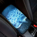 Blue Electrical Brain Activity Print Car Center Console Cover