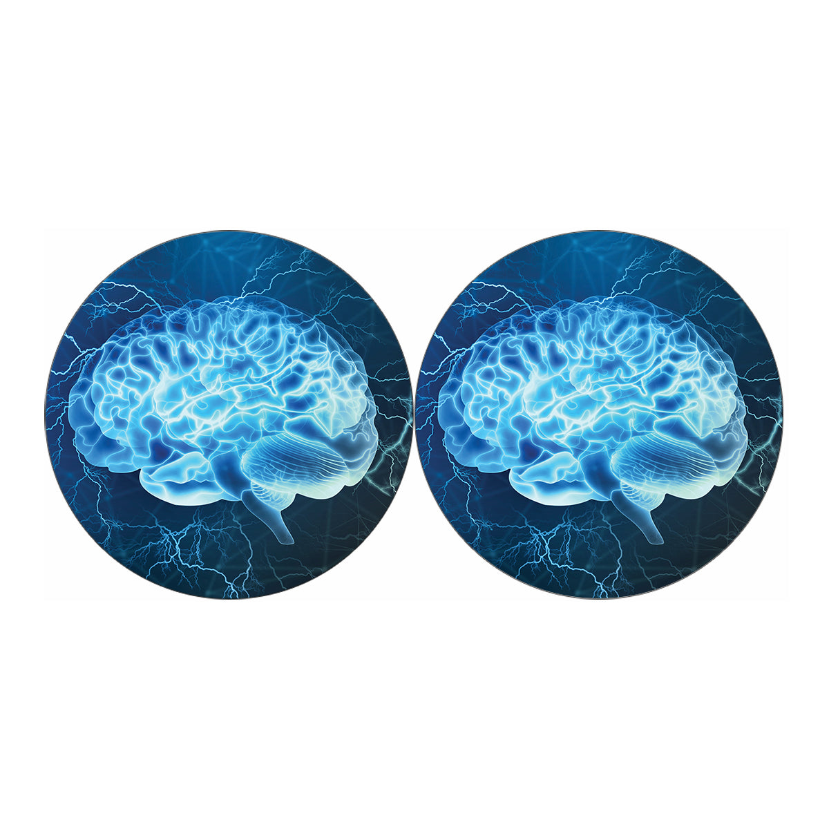 Blue Electrical Brain Activity Print Car Coasters
