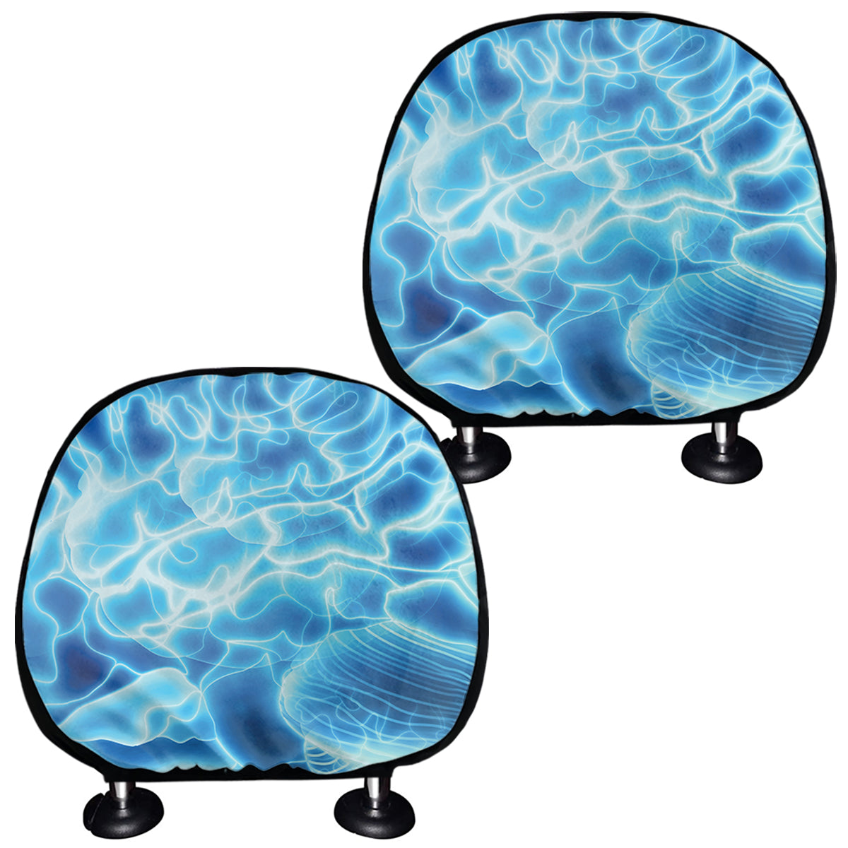 Blue Electrical Brain Activity Print Car Headrest Covers