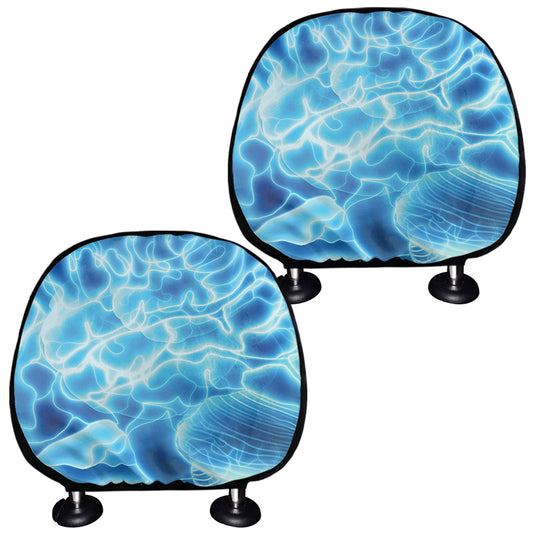 Blue Electrical Brain Activity Print Car Headrest Covers